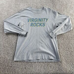 Virginity Rocks Shirt Mens Medium Gray Long Sleeve Funny Graphic Tee T-Shirt